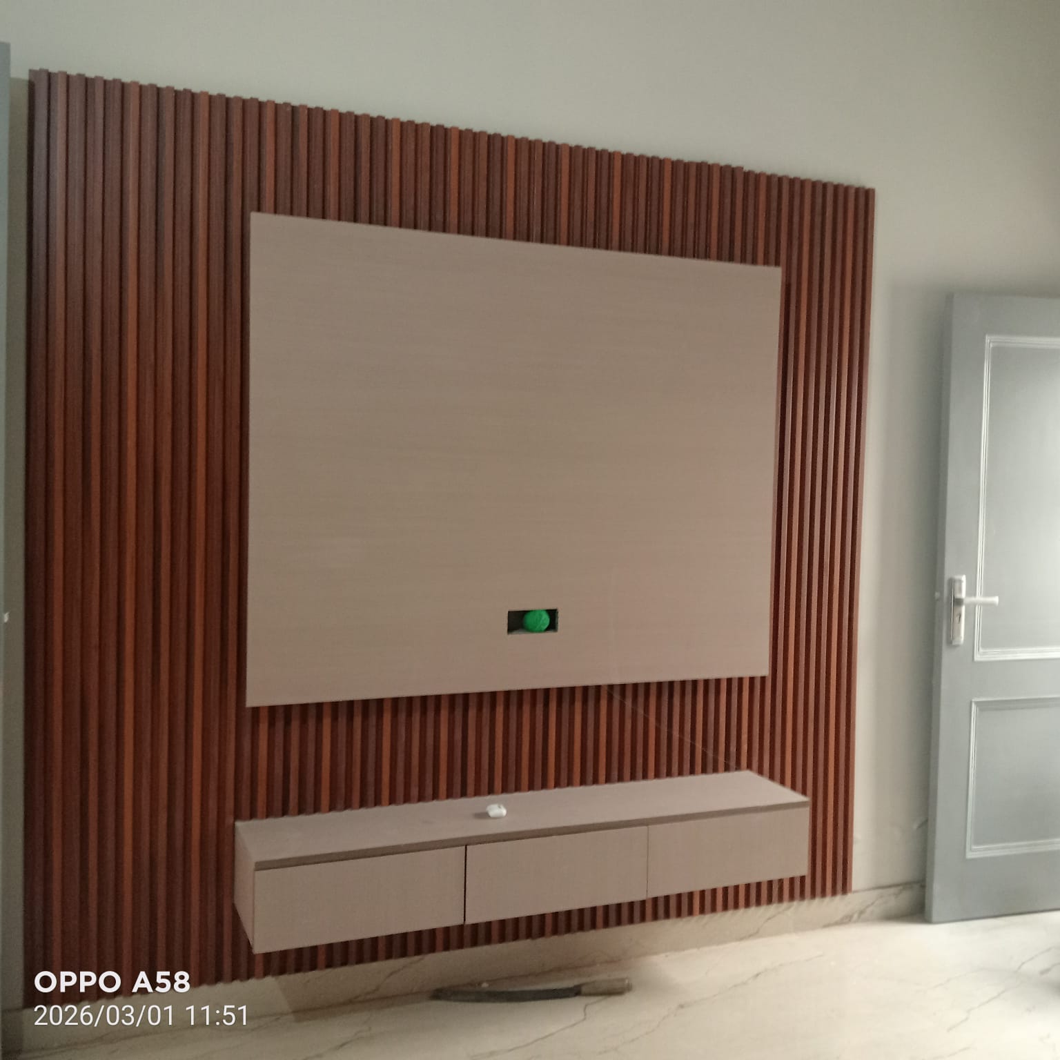 Wood-Slat TV Unit