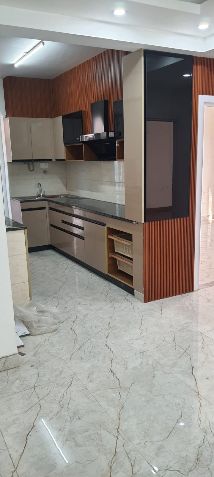 Wood-Slat Feature Wall Kitchen