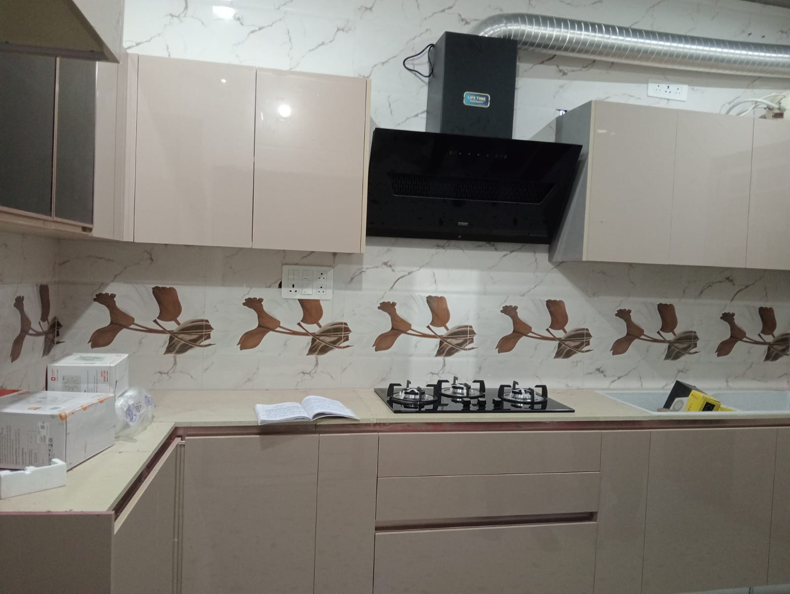 Blush Kitchen with Feature Backsplash
